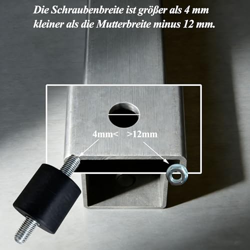 4er-Set Schwingungsdämpfer M6 mit Schraubenschlüssel, geeignet für Klimaanlagen-Gummipuffer, Dieselmotoren und weitere Gummipuffer M6 – reduziert wirksam Stoßschäden. (4 Stück, M6)