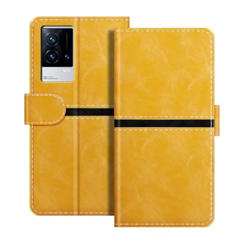 ESACMOT ���U�[�E�H���b�g�P�[�X Vivo iQOO 8 �Ƃ̌݊������� ���X�g���C�v�f�U�C�� �J�[�h���[�t�� �}�O�l�b�g���蒠�^�J�o�[ (�S�[���h)