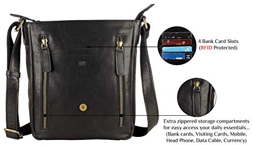 Image of Genuine Leather Crossbody Purse and Handbags - Crossover Bag Over the Shoulder