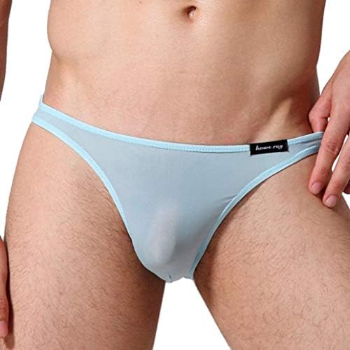 Napoo Men Underwear,See Through Boxer Briefs Hot Shorts Men's G-String Pouch Underwear Sexy Low Rise G-String Bikini Blue
