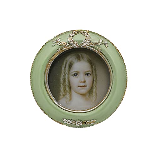 Small Vintage 3X3 Round Picture Frame, Mini Antique Ornate Circle Photo Frame, Table Top Display And Wall Hanging Home Decor, Old Fashioned Photo Gallery Art Deco, Pale Green – By Sylvia‘s Shop #TOP15
