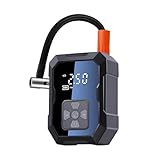 Qumox Compresor de Aire portátil inflador de neumáticos, Bomba de Aire inalámbrica Recargable de 4000 mAh para Coche, Bicicleta, Motocicleta, Pelota y Equipo Deportivo con Pantalla Digital y Apagado