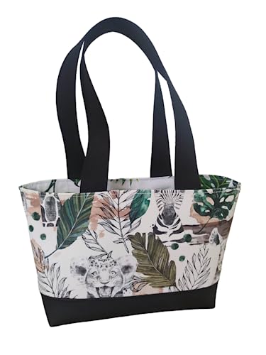 Petit sac cabas safari et noir mini cabas bicolore tendance mode femme avec anses rigides