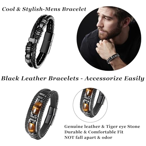Pulseras de cuero para hombres y mujeres, 4 piezas miniatura 2