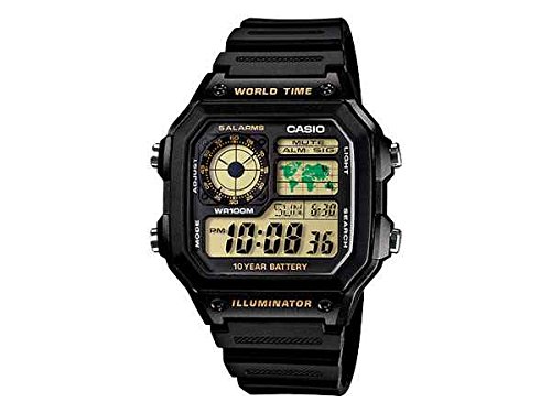 CASIO �J�V�I �r���v ���v AE-1200WH-1B �����Y ���[���h�g���x���[ �f�W�^�� �N�I�[�c ���� �u���b�N [���s�A���i]