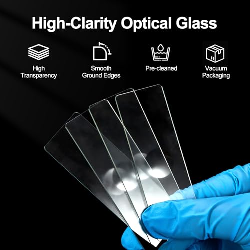 eLabPal Microscope Slides Concave 50pcs, Single Concave Slide with Single Depression Pre-Cleaned Optical Glass for School Lab Observation