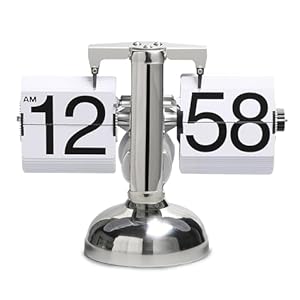 IDAMAKON Flip-Uhr Retro,Digitale Batteriebetriebene Down Uhr mit Zahnradmechanik,Schreibtischuhr Vintage Design,Mechanisch Flip Clock,Tischuhr Mit Digitalanzeige Für Das Wohnzimmer zu Hause(Weiß)