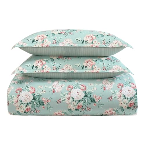 Image of Laura Ashley - Comforter Set, Luxurious Bedding with Matching Shams, Soft & Serene Room Essentials (Rosemoore Teal, Full /Queen)