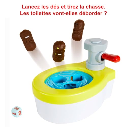 Mattel Games, Toilettes Folie Ça déborde, jeu pour enfants avec 1 toilette, 3 crottes, 1 dé et une règle du jeu, cadeau pour les enfants à partir de 5 ans, GND67