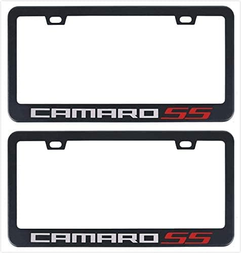 Camaro SS Black Red Stainless Steel Black License Plate Frame Cover Holder Rust Free with Capsaa Caps and Screws Caps and Screws Caps and ScrewsCaps and Screws Caps and Screws Caps and Screws