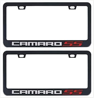 Auggies Camaro SS Black Red Stainless Steel Black License Plate Frame Cover Holder Rust Free with Capsaa Caps and Screws Caps and Screws Caps and ScrewsCaps and Screws Caps and Screws Caps and Screws
