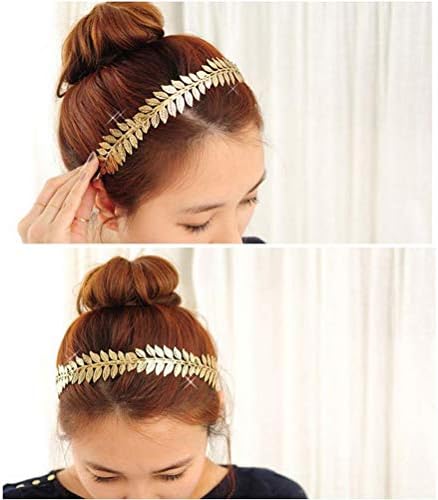 Leaves Headband, Fashion Gold Leaf Headband Greek Headband Tiara Vintage Roman Goddess Leaf Bridal Hair Crown Branch for Wedding, Christmas Party, Dancing Party, Fashion Show