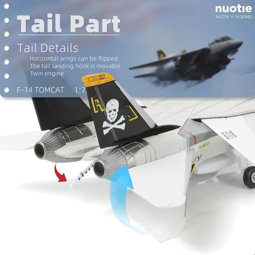 NUOTIE F-14A Tomcat 1/100 Metal Airplane Model Kits with Stand VF-84 Jolly Rogers DieCast Alloy Fighter Model Jet Replica Pre-Build Military Aircraft Collection for Display or Gift - Image 4