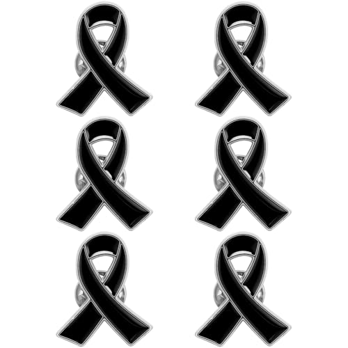 Image of 6Pcs Awareness Enamel Ribbon Lapel Pins Ribbon Brooch Pin for Charity Events Survivor Campaign Party Favors Supplies