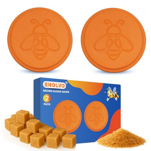 ENOLVO Terracotta Brown Sugar Saver- Brown Sugar Keeper Disc to Maintain Food Moisture in Storage Container - Terra Cotta Bear Softener Alternative (2)