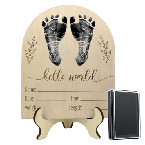 Image of Mayyi Newborn Birth Announcement Sign,Personalized Baby Announcement，Custom Engraved Wooden Baby Name Sign，Newborn Photo Props, Hello World Newborn Announcement for Hospital (BAS 01)