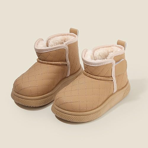 Toddler Snow Boots Adjustable Strap Winter Warm Shoes Baby with Non-Slip Sole Waterproof，Black,Size 1 Big kid2