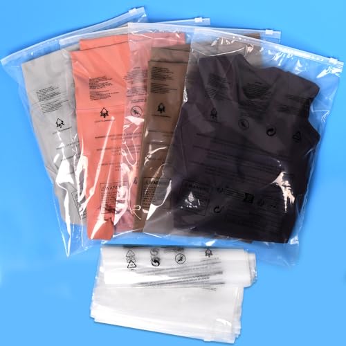 200 Pack Clothes Packaging Bags for Shipping 25x35 cm Resealable Ziplock Poly Bags Zipper Bag for Clothing Storage 3 Mil
