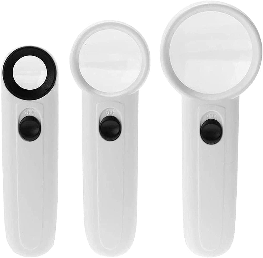5x/15x/40x Handlupen mit LED-Beleuchtung, Gehäuse aus ABS-Kunststoff, Vergrößerungsglas/40x
