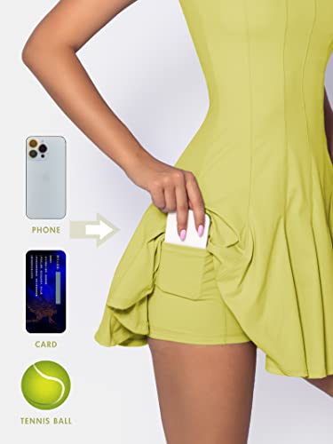 Rigolla Womens Workout Tennis Dress With Built In Shorts And Bra Athletic Golf Activewear Green L #TOP4