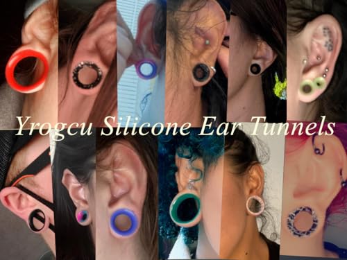 Yrogcu 32pcs 6G/4mm Ear Tunnels and Plugs : Hollow Double Flared Soft Silicone Ear Tunnels and Plugs Ear Gauges Expander Stretcher Body Piercing Jewelry by Yrogcu - Used condition - Image 5