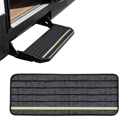 SANLIUBA Tapis de Marche pour Camping Car,Tapis antidérapants pour Camping-Cars avec Bandes réfléchissantes phosphorescentes, Tapis Autocollant pour marches de Camping-Cars (48 x 19 cm, Gris foncé)