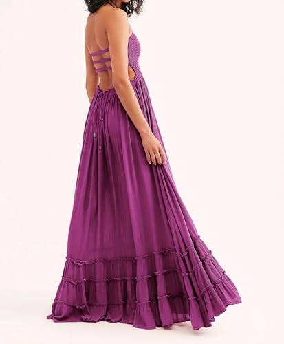 Image of R.Vivimos Womens Summer Boho Sexy Backless Long Dresses