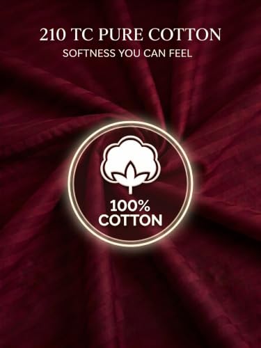 Image of Mafatlal 210 TC Italian Stripe Single Bedsheet Set with Pillow Cover (60 x 90 Inches) | 100% Cotton | Hotel Collection | Soft Breathable Flat Bed Sheet | Grey N Maroon
