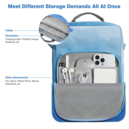 Image of Dadanism 9-11 Inch Tablet Sleeve Bag Carrying Case with Shoulder Strap for iPad (A16) 11 inch, iPad 10th Gen 10.9 inch, iPad Air M4 /Pro M5 11 inch, iPad 9 /8 /7th 10.2 inch, Galaxy Tab A11+ Plus 11 inch, Misty Blue