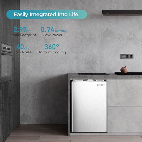 EUHOMY Upright freezer, 3.0 Cubic Feet, Single Door Compact Mini Freezer with Reversible Stainless Steel Door, Small freezer for Home/Dorms/Apartment/Office, Silver on Fridge.com