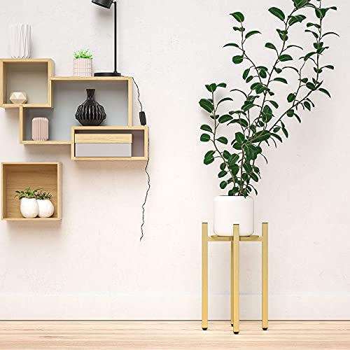 Gold Metal Plant Stand Indoor, Mid Century Plant Stand With Upgraded Adjustable Width For 8-12’’ Plant Pot, Modern Stylish Sturdy Flower Pot Holder For Living Room Bedroom Indoor/Outdoor.（Gold） #TOP3