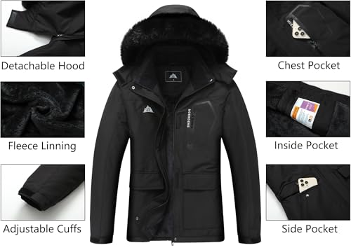 Image of MOERDENG Women's Ski Jacket Waterproof Warm Winter Coat Hooded Snowboarding Jacket Versatile for Hiking & Winter Activities
