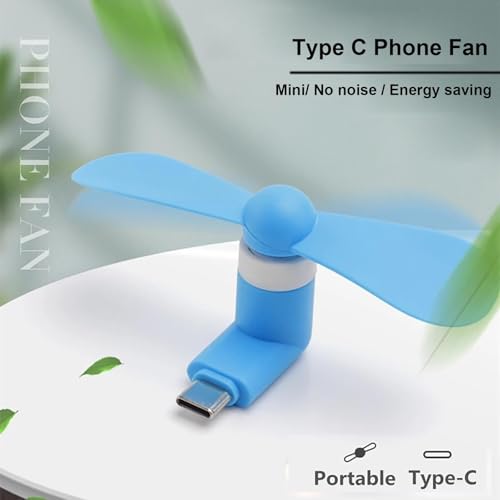 Image of Portable Type-C Mini Mobile Fan for Android Phones - USB C OTG Cooling Fan, Plug & Play Personal Pocket Fan Compatible with Smartphones, Power Bank & Laptop (Multicolor) (2 Fan Combo)