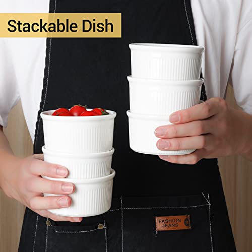 ComSaf White Porcelain Ramekins, 175ML Baking Cups for Souffle, Creme Brulee, Custards, Pudding and Ice Cream - Durable Pack of 6 - Image 6