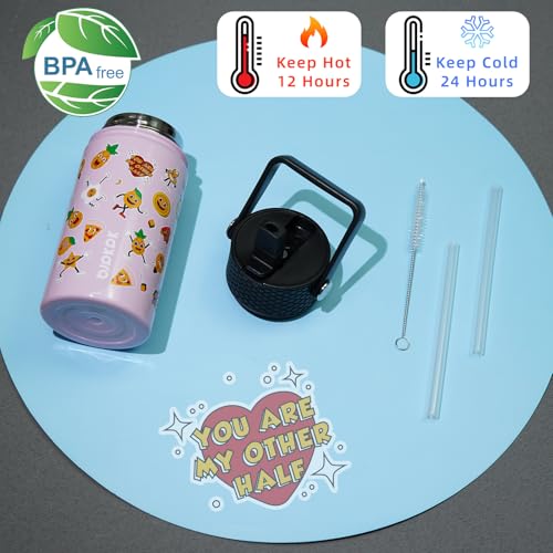 Image of BJPKPK Insulated Water Bottle, 15oz Stainless Steel with Straw Lid