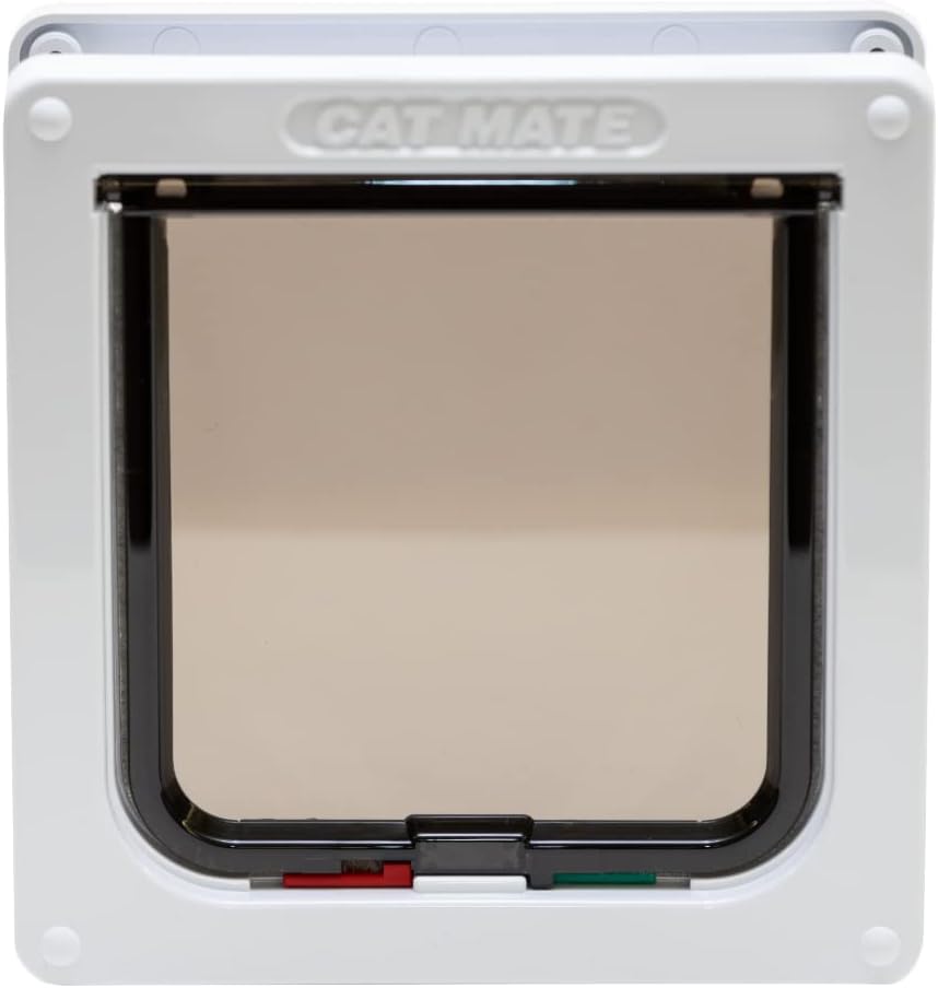 Cat Mate 4-Way-Locking Cat Flap Bundle, Includes Pet Door (235) & Wall Liner (303) - Secure Lockable Door for Small to Medium Sized Cats, for UPVC, Wood and Wall, White