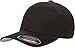 Blank FlexFit Brushed Twill Ball Cap Hat 6377 (S/M 6 3/4" - 7 1/4", Black)