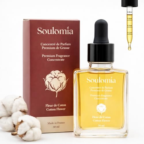 Concentré de Parfum 30 mL de Grasse – Sans Phtalates – Vegan – Qualité Premium pour Bougies, Fondants, Savons & Diffuseurs DIY (Fleur de coton)