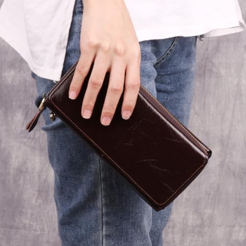 Genuine Leather Long Wallet for Men Large Capacity Clutch Bag Checkbook Credit Cards Phone Holder Business Travel3