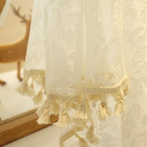 Passe tringle rideau brodé blanc pour intimité préservée