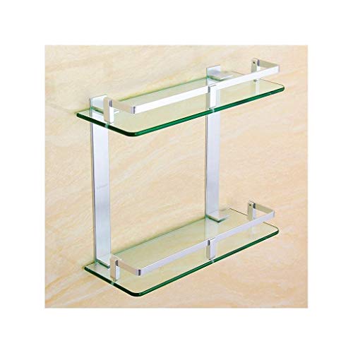 Preisvergleich Produktbild Badezimmer Glasregal Wandhalterung Mit Aluminiumpfosten Wandhalterung Quadrat Double Deck (Größe:26.5x25cm)