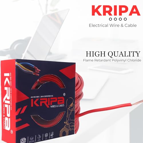 KRIPA 2.5 Sqmm FR PVC Insulated CCA Copper Wire | 90 Meter Single Core Multistrand House Cable | Flame Retardant | Gauge 10 | Red