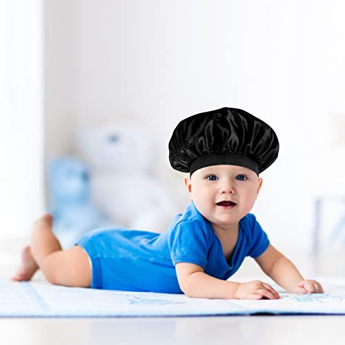 Prasacco 3 Pieces Kids Satin Bonnet Baby Bonnet Sleeping Cap Soft Silk Night Hats Colorful Satin Cap For Baby Girls Boys Natural Hair Teens Toddler Child Baby (Solid Color) #TOP3