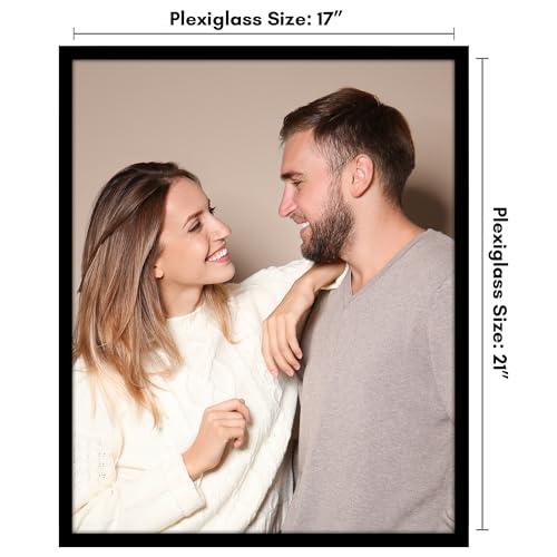 Image of Americanflat 17x21 Picture Frame with Polished Plexiglass - Streamline Collection - Thin Border Picture Frame for Wall Display - Hanging Hardware Included - Black