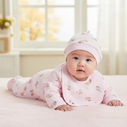 Image of Presents New Born Baby Summer Wear Printed Baby Clothes 5Pcs Sets 100% Cotton Boys Girls Unisex Baby Cotton /Summer or Flannel Suit Infant Clothes First Gift for New Born (0-6 Months)