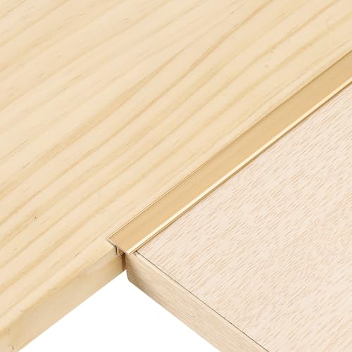 sourcing map 4 tiras de transición en T de 3 pies x 0.4 pulgadas, aleación de aluminio, vinilo para unir tablones laminados, azulejos, huecos de suelo, color dorado