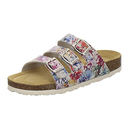 AFS-Schuhe 2133 sportliche Damen Pantoletten aus Leder praktische Freizeitschuhe Bequeme Hausschuhe Made in Germany (38 EU Mehrfarbig/bunt)