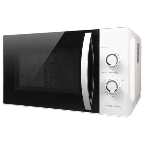 Microondas Grunkel con grill de 800w y 25 litros de capacidad MW-25MA con 5 niveles de potencia, descongelacion y plato de 24,5cm. (Sin Grill)