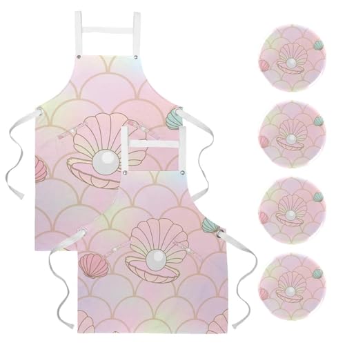 Tablier de serveuse rose nacré pour la pâtisserie, le nettoyage de la maison et bistrot
