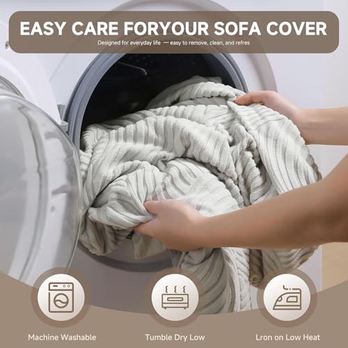 Housse de canapé stretch imperméable gris clair pour protéger votre angle de salon - 7